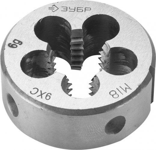 Круглая ручная плашка для нарезания метрической резьбы, ЗУБР "МАСТЕР" М18x2,5 4-28022-18-2.5