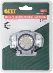 Фонарик с креплением на голову, ударопрочный, светодиодный, 7 LED  (3 ААА батарейки) FIT 67743