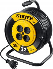 Удлинитель на катушке, 2х0.75, 50 м, 2200Вт, STAYER 55073-50_z02