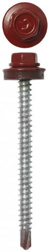 Саморезы для крепления кровельных материалов к деревянной обрешетке ЗУБР цвет RAL 3003 рубин.-красн., оцинк., 4,8x50мм, 1200шт 4-300310-48-050-3003