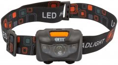 Фонарик с креплением на голову, 1 сверхяркий светодиод 3 Вт + 2 LED красного цвета (3 ААА батарейки) FIT 67746