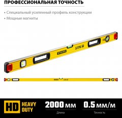 Уровень STAYER Professional магнитный с двумя фрезерованными поверхностями 2000 мм 3480-200