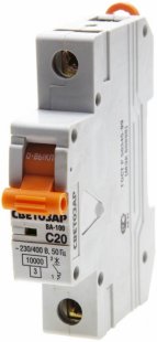 Автоматический выключатель СВЕТОЗАР 1-полюсный 16 A "C" откл. сп. 10 кА 230/400В ( SV-49071-16-C )